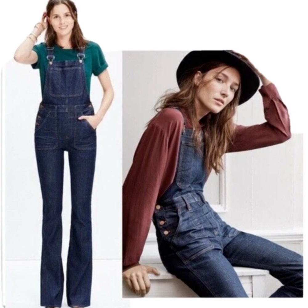 Madewell Women's Dark Blue Flare & Wide Leg Overalls
